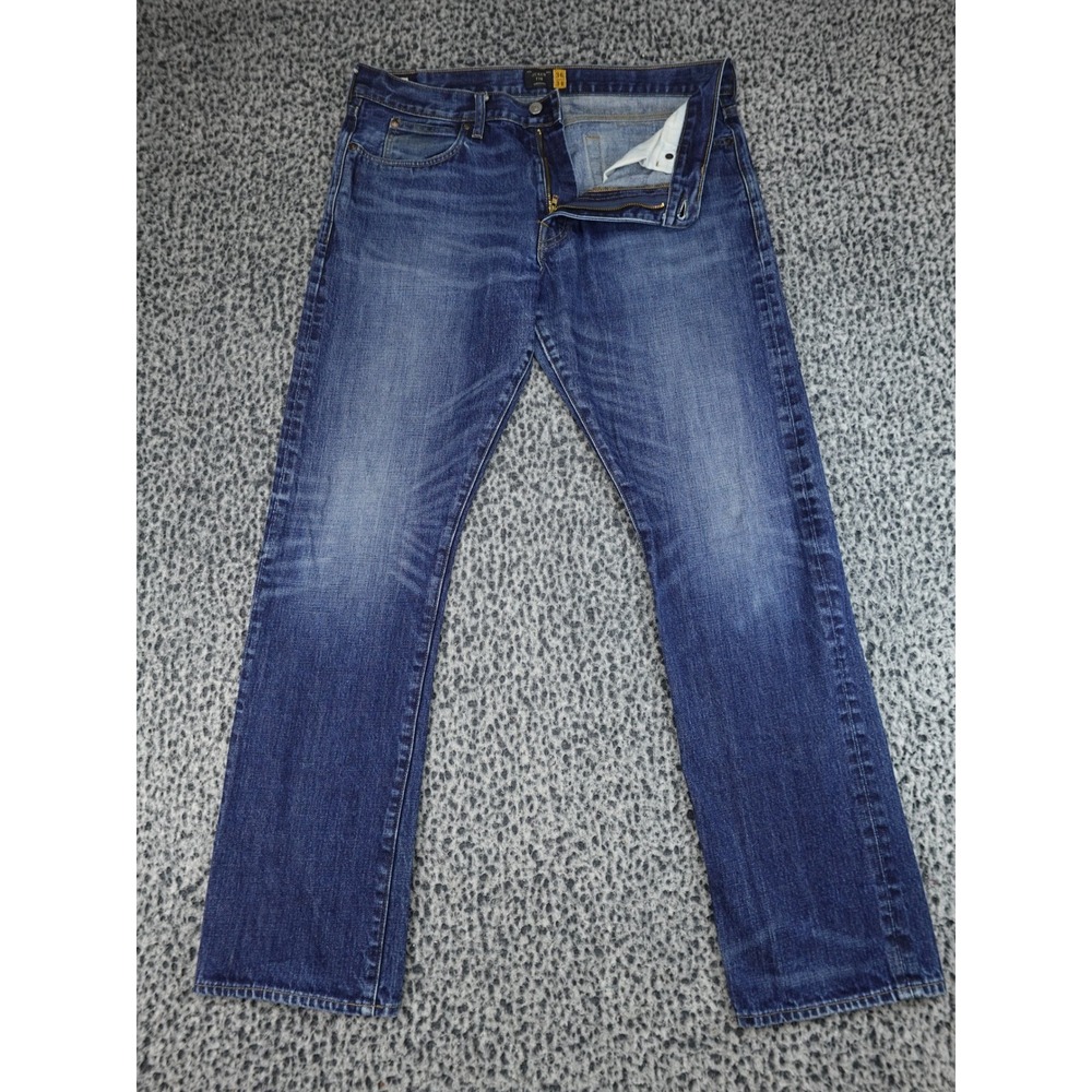 J.Crew 770 Straight Jeans Mens 36x34 Blue Japanese Kaihara Denim B0188